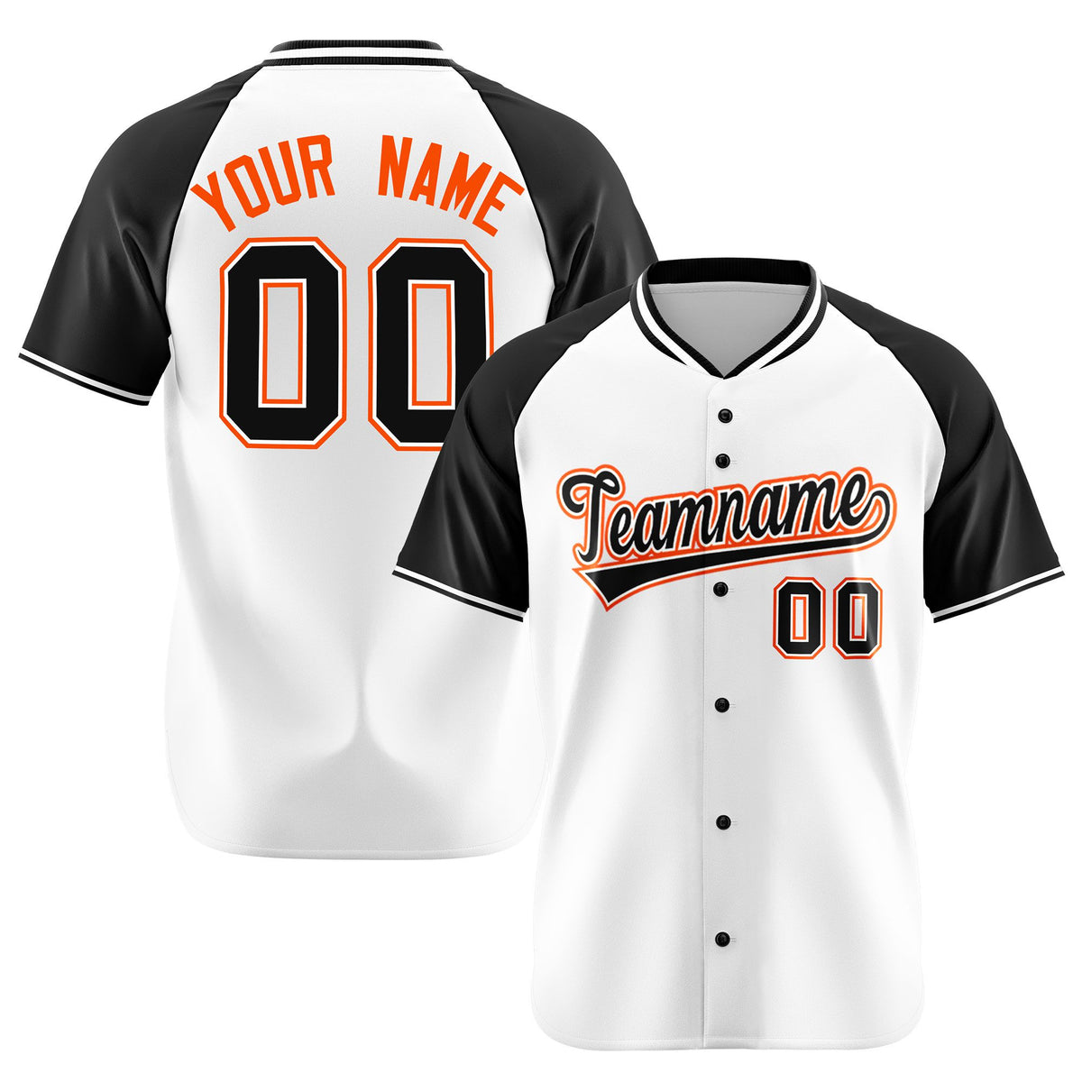 Custom White Black Orange Authentic Colored Buttons Baseball Jersey