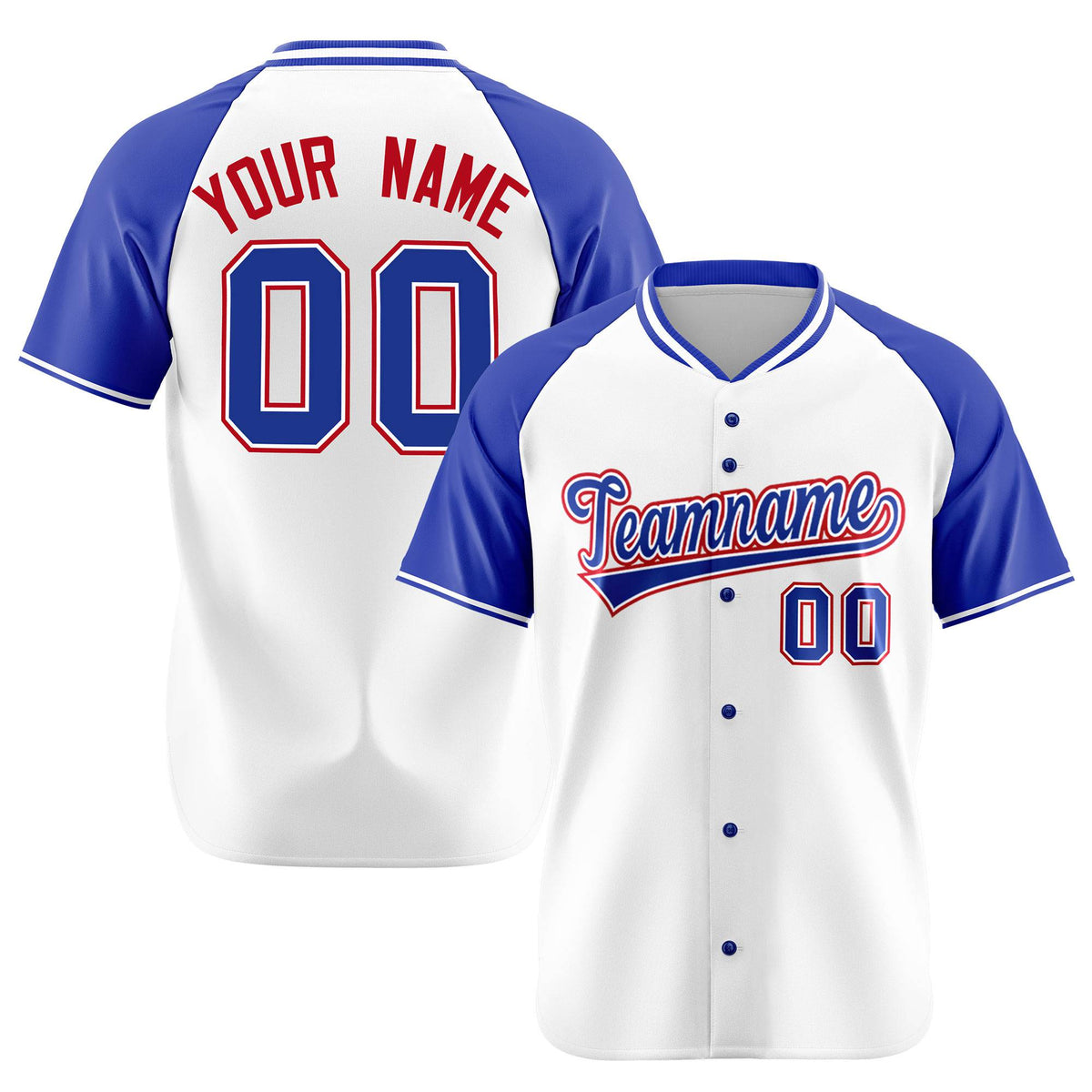 Custom White Blue Burgundy Authentic Colored Buttons Baseball Jersey