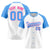 Custom White Blue Pink Authentic Colored Buttons Baseball Jersey