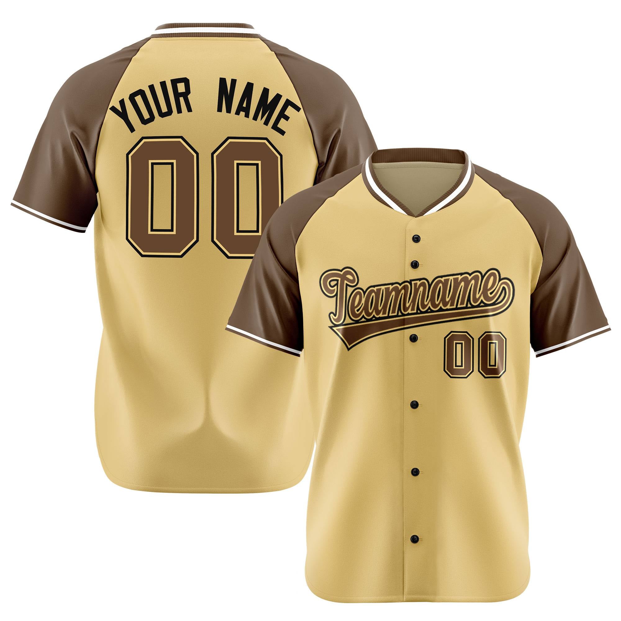 Custom Old Gold Brown Black Authentic Colored Buttons Baseball Jersey