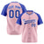 Custom Pink Blue White Authentic Colored Buttons Baseball Jersey