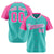 Custom Aqua Pink White Authentic Colored Buttons Baseball Jersey