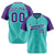 Custom Aqua Purple White Authentic Colored Buttons Baseball Jersey