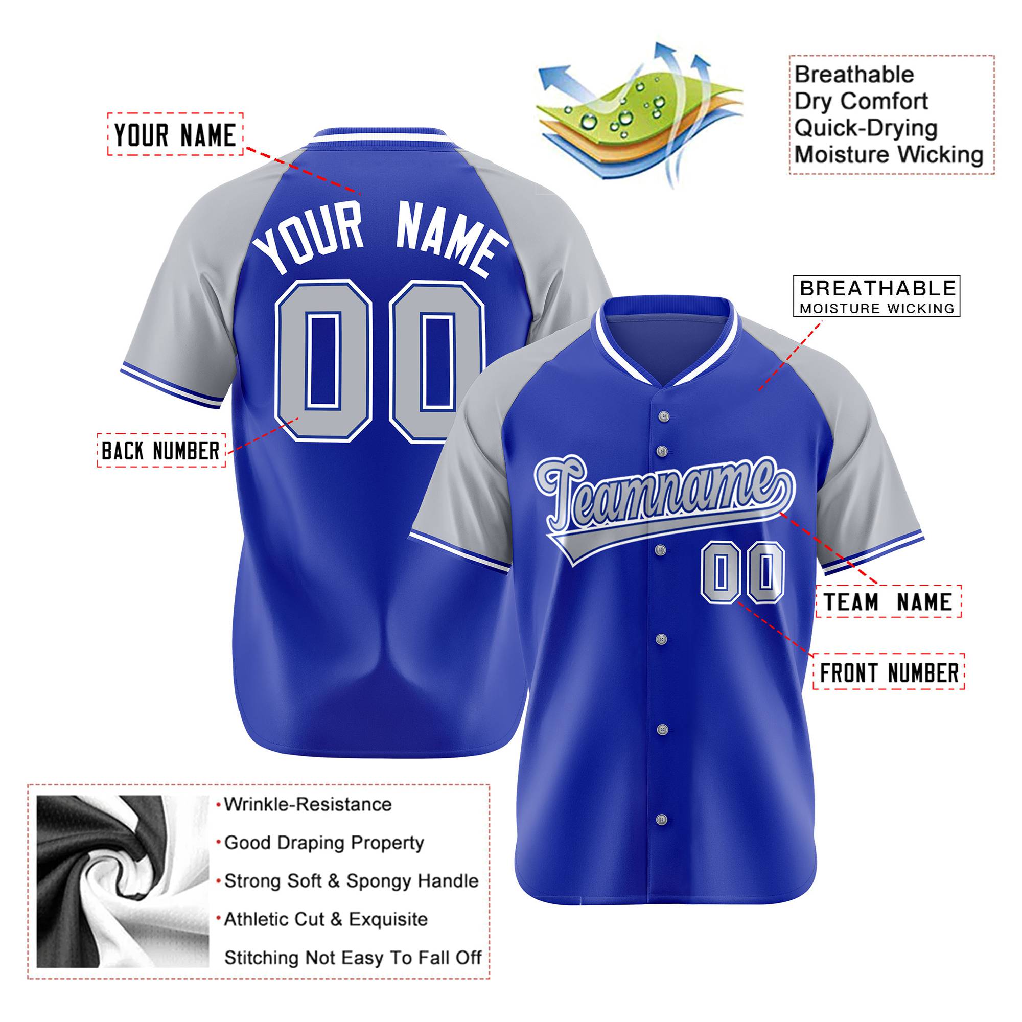 Custom Purple Gray White Authentic Colored Buttons Baseball Jersey