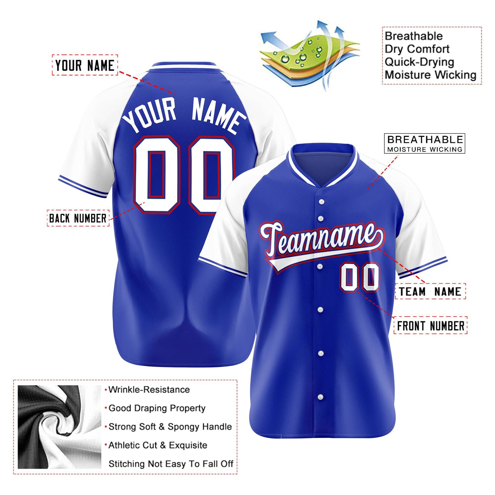 Custom Purple White Red Authentic Colored Buttons Baseball Jersey