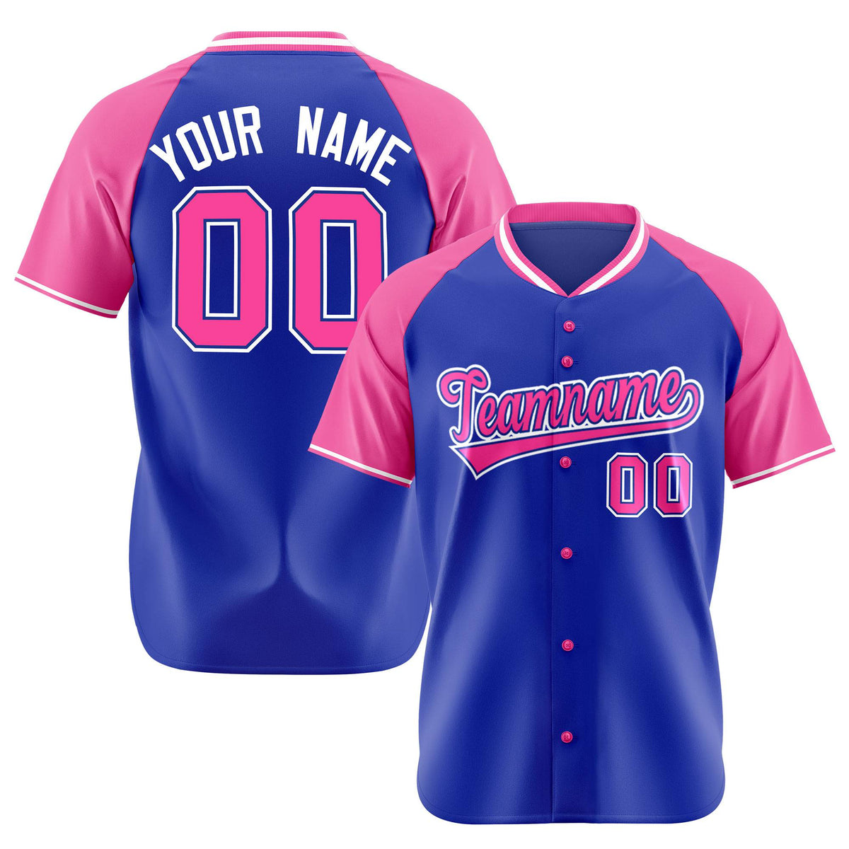 Custom Purple Pink White Authentic Colored Buttons Baseball Jersey