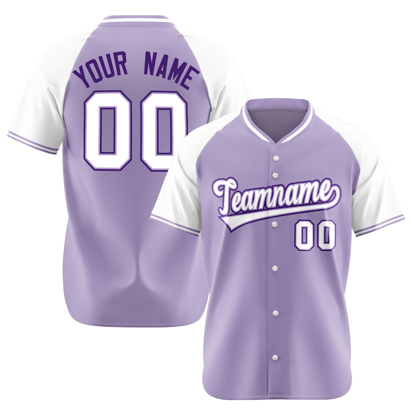 Custom Light Purple Purple White Authentic Colored Buttons Baseball Jersey