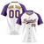 Custom White Purple Yellow Authentic Colored Buttons Baseball Jersey