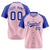 Custom Pink Blue White Authentic Colored Buttons Baseball Jersey