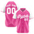 Custom Pink White Authentic Colored Buttons Baseball Jersey