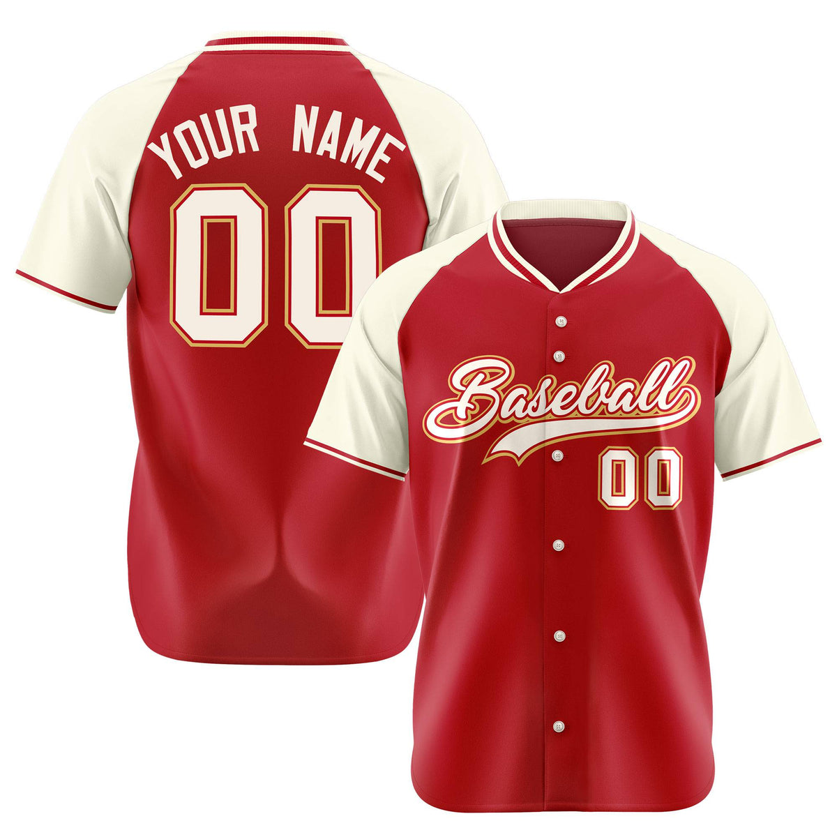 Custom Red Cream Authentic Colored Buttons Baseball Jersey