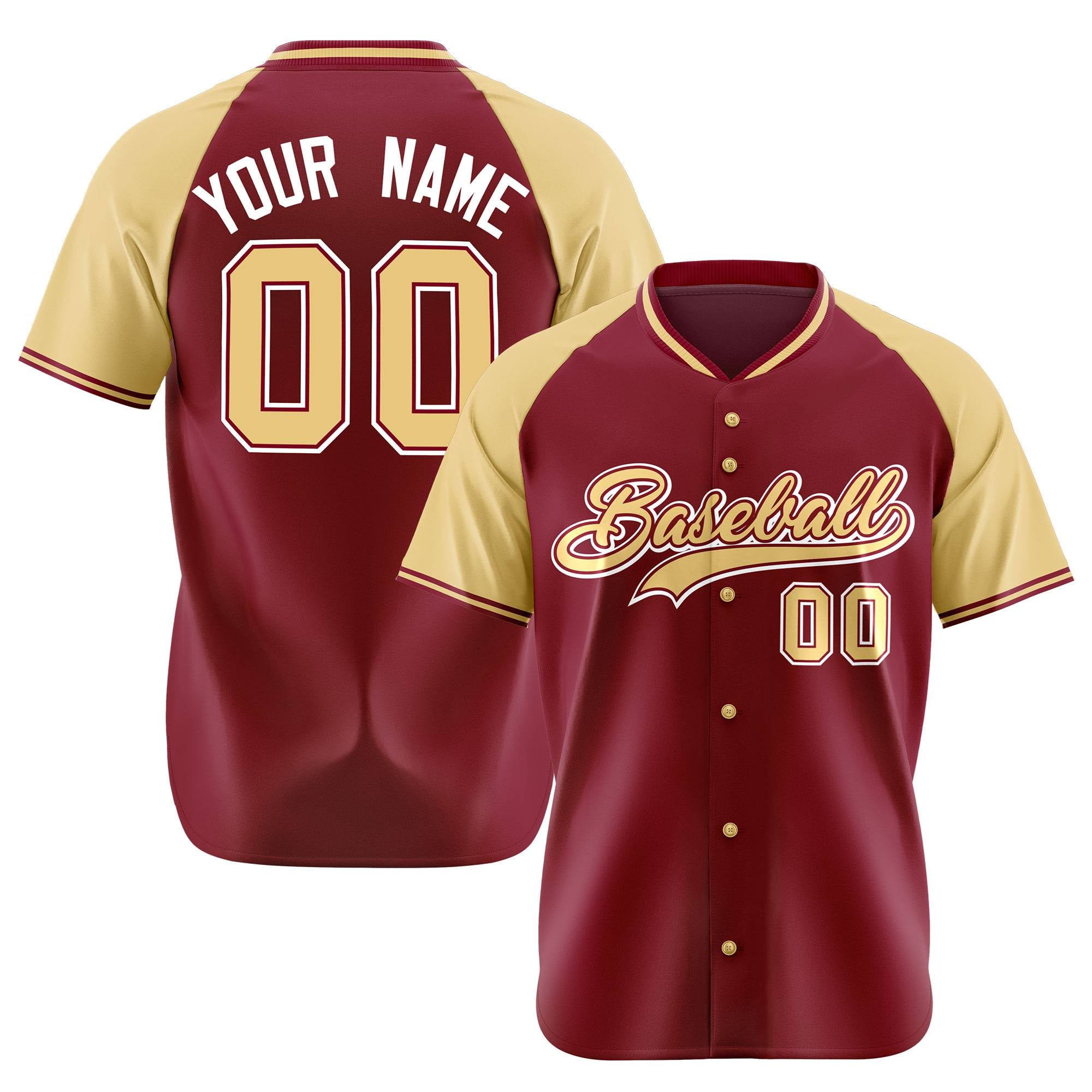 Custom Crimson Old Gold White Authentic Colored Buttons Baseball Jersey