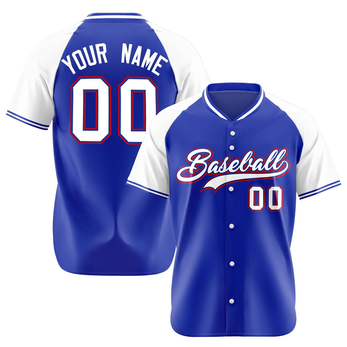 Custom Purple White Red Authentic Colored Buttons Baseball Jersey