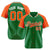 Custom Kelly Green Orange White Authentic Colored Buttons Baseball Jersey