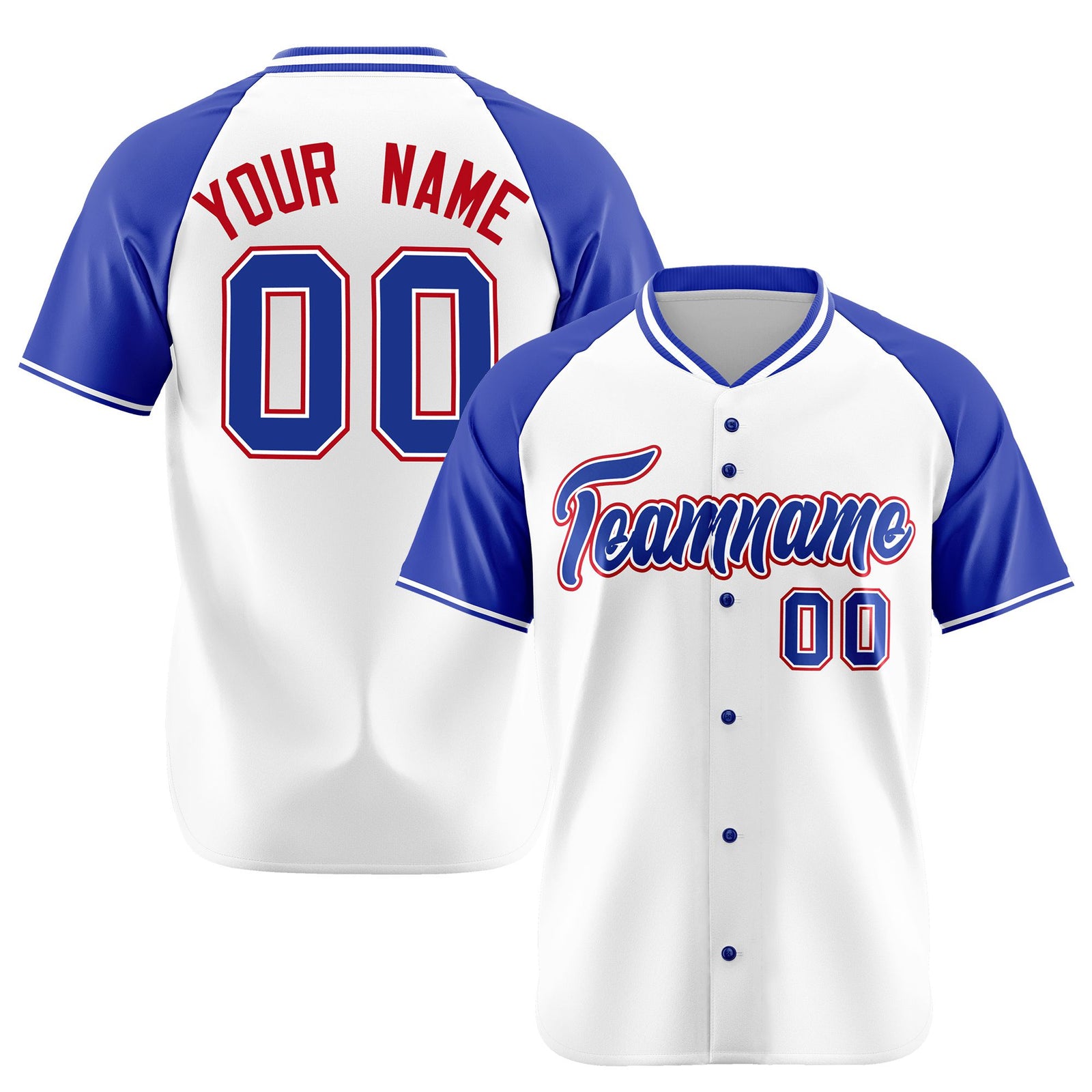 Custom White Blue Burgundy Authentic Colored Buttons Baseball Jersey