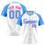 Custom White Blue Pink Authentic Colored Buttons Baseball Jersey