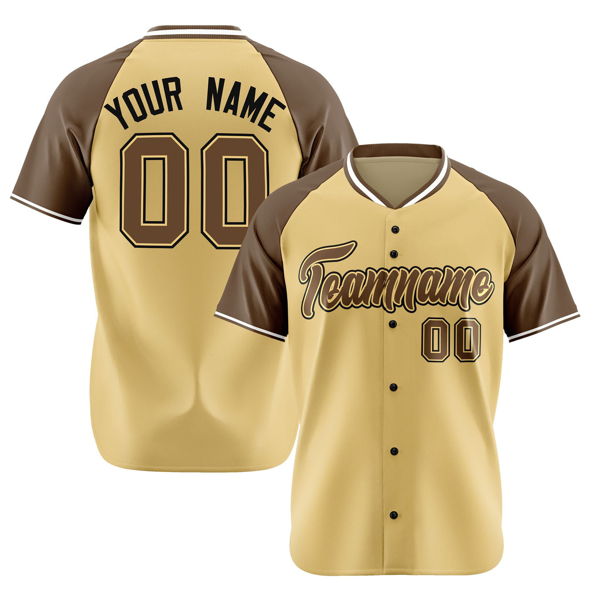Custom Old Gold Brown Black Authentic Colored Buttons Baseball Jersey