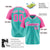 Custom Aqua Pink White Authentic Colored Buttons Baseball Jersey