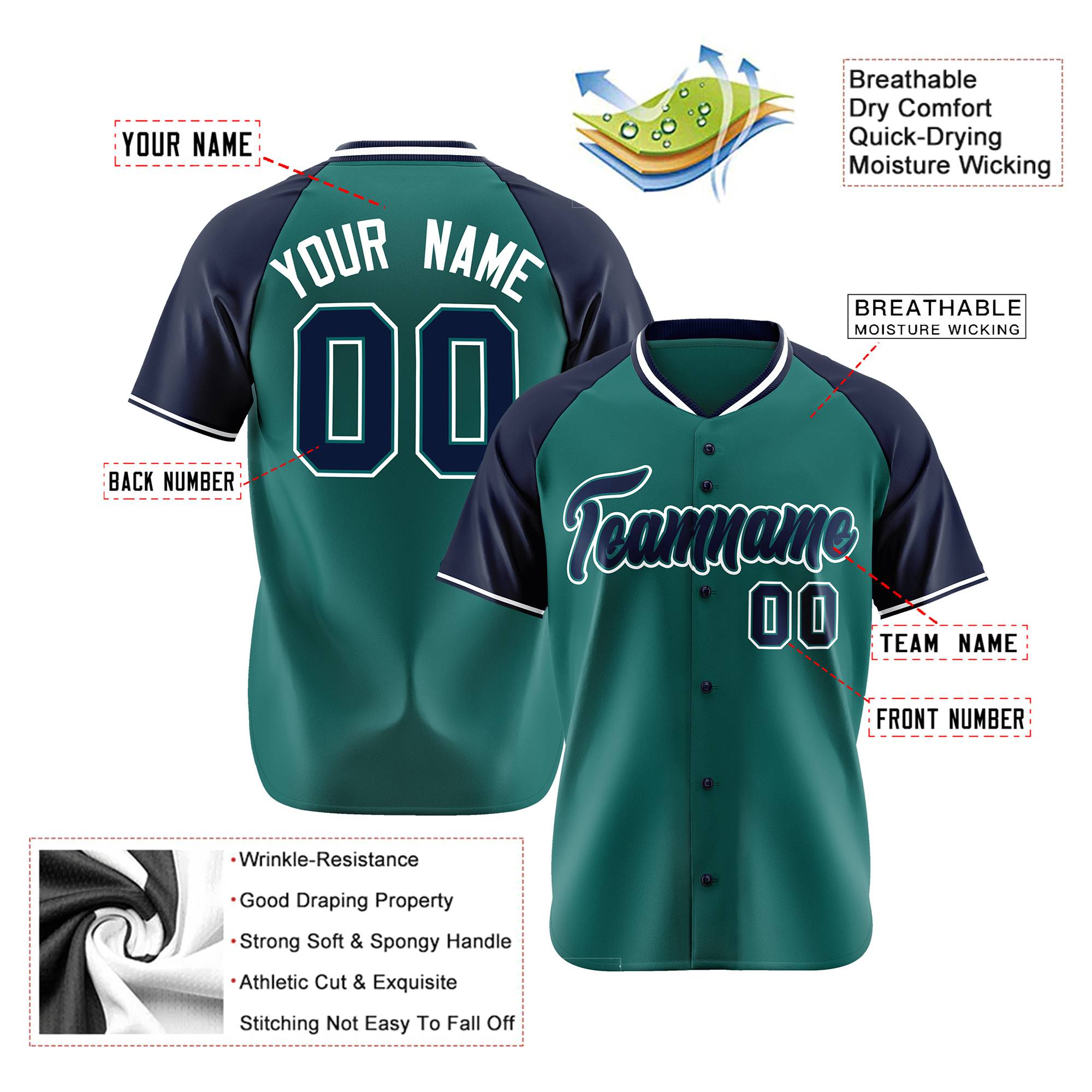 Custom Kelly Green Gray White Authentic Colored Buttons Baseball Jersey