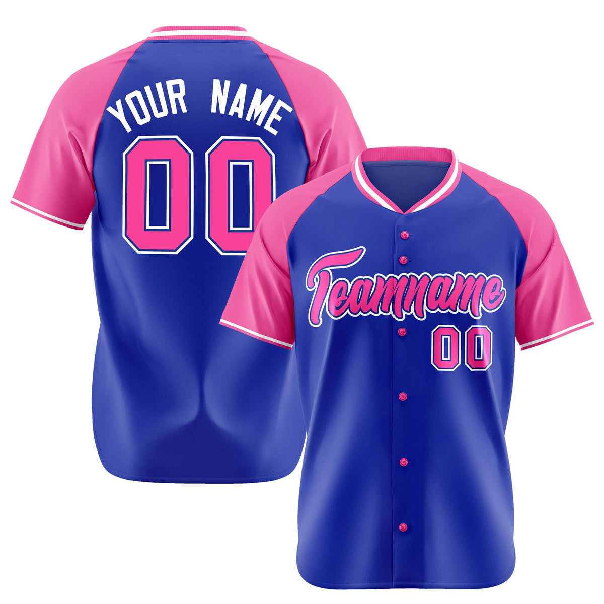 Custom Purple Pink White Authentic Colored Buttons Baseball Jersey