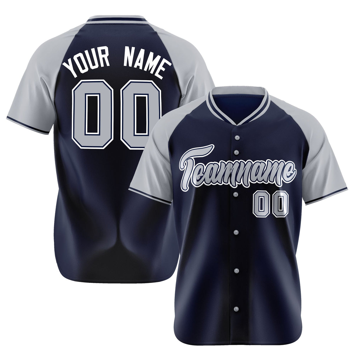 Custom Navy Gray White Authentic Colored Buttons Baseball Jersey