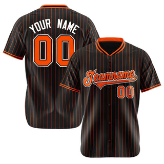Camiseta de béisbol auténtica personalizada con rayas negras y naranjas - Style 1