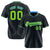 Custom Black Blue Pinstripe Neon-Green Blue Authentic Baseball Jersey