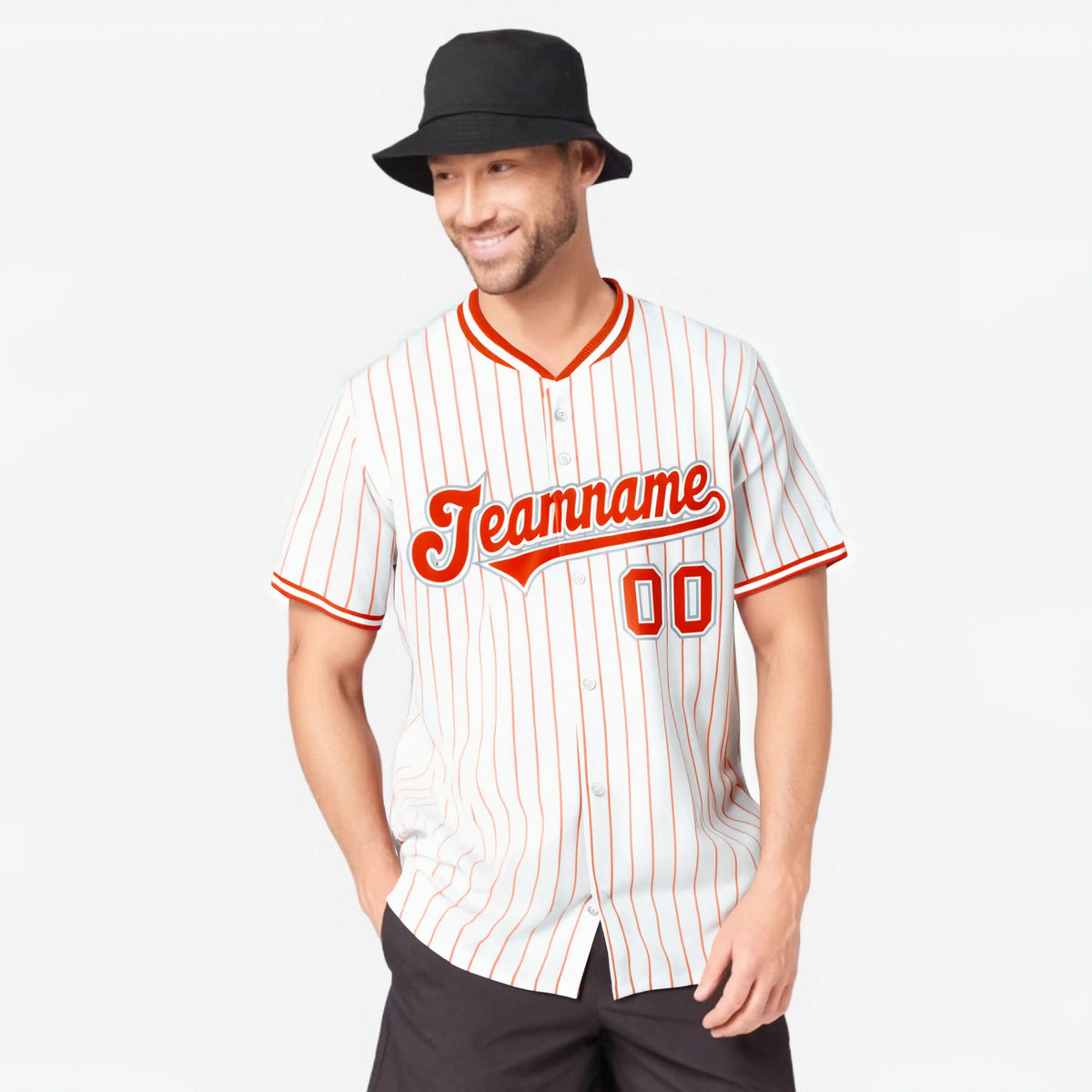 Custom White Orange Pinstripe White-Orange Authentic Baseball Jersey