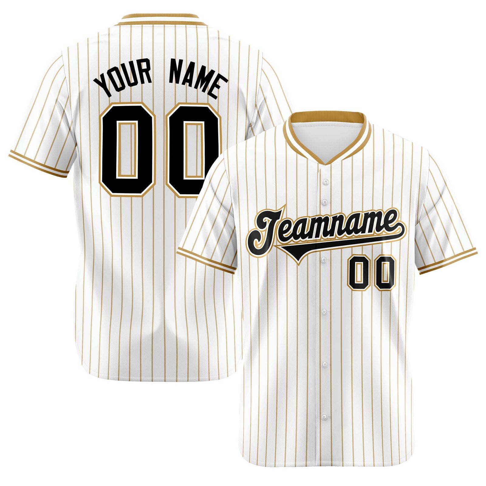 Custom White Brown Pinstripe White-Brown Black Authentic Baseball Jersey