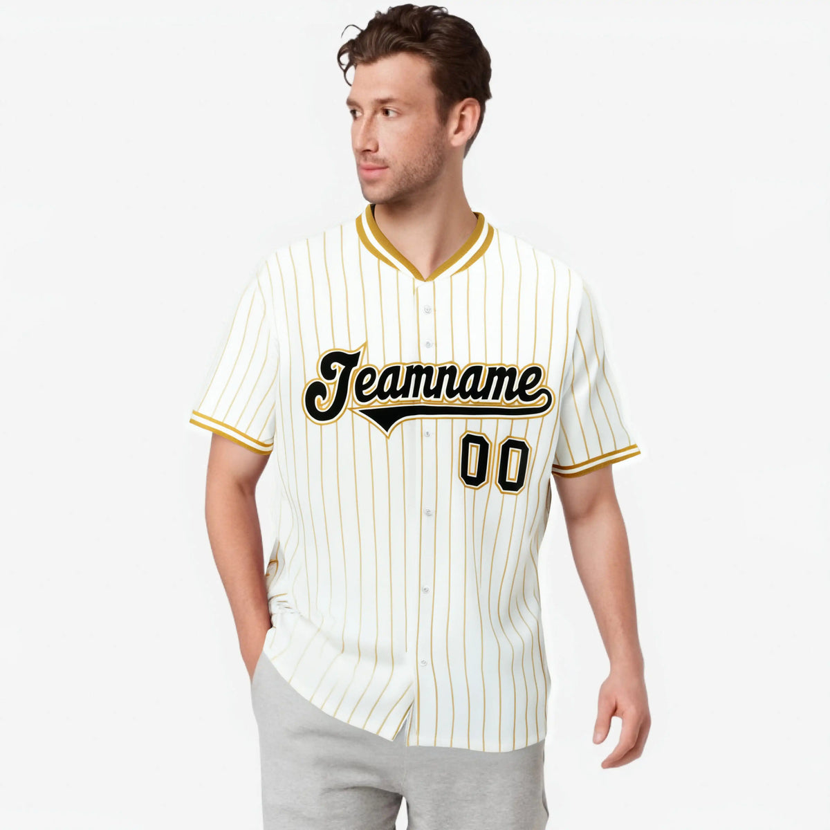 Custom White Brown Pinstripe White-Brown Black Authentic Baseball Jersey