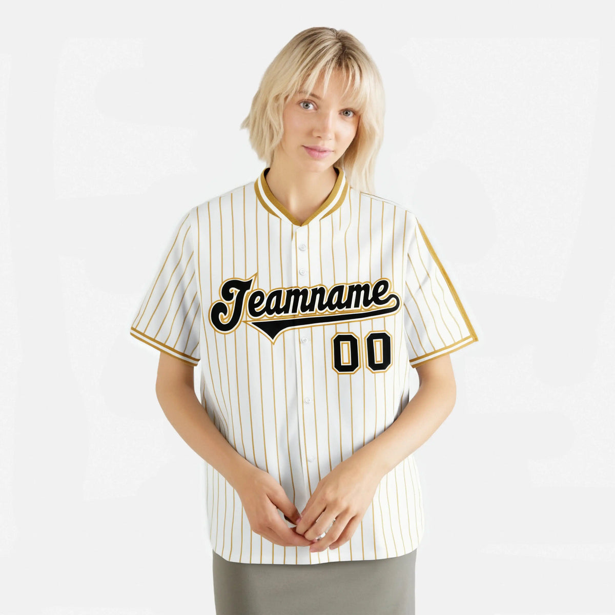 Custom White Brown Pinstripe White-Brown Black Authentic Baseball Jersey