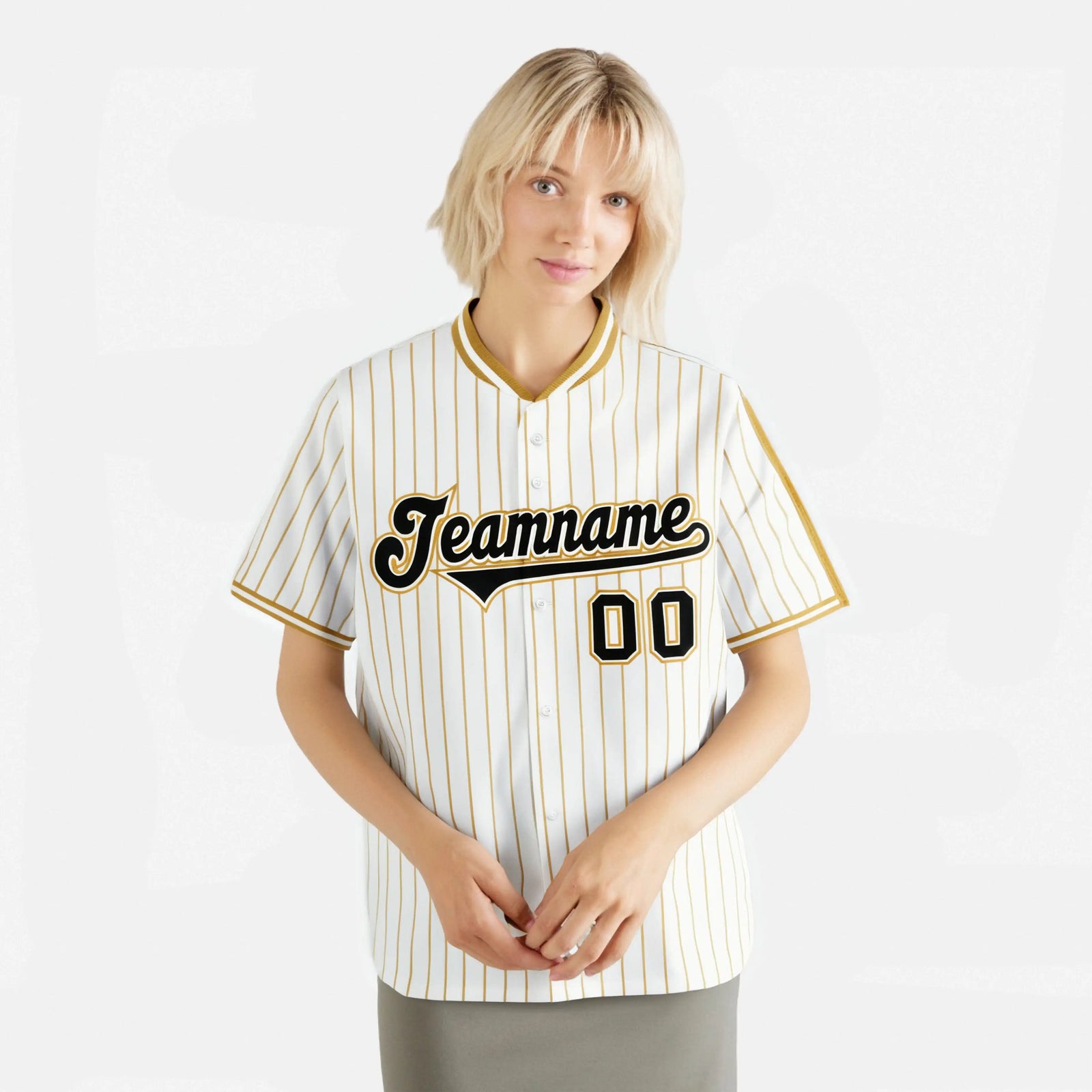 Custom White Brown Pinstripe White-Brown Black Authentic Baseball Jersey