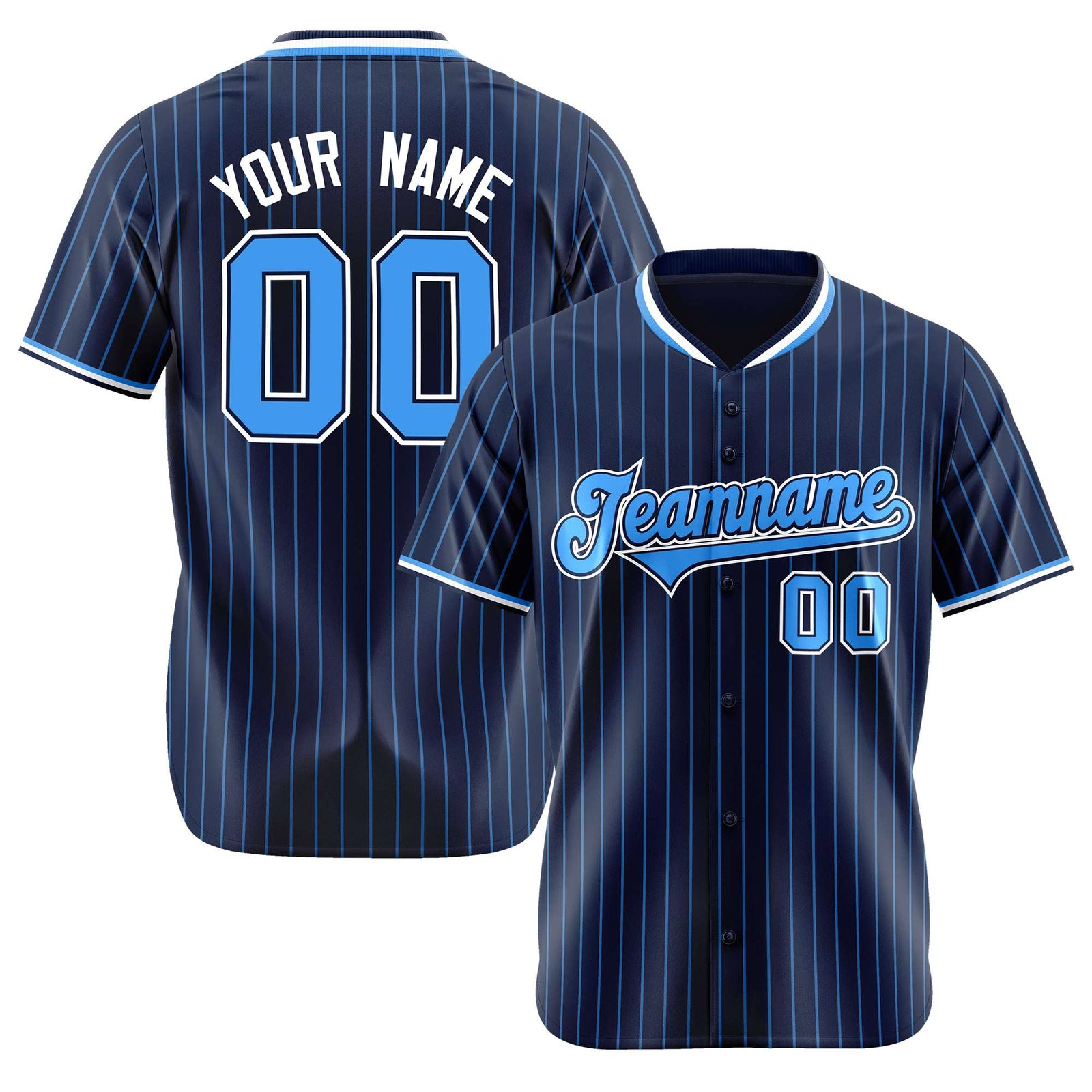 Custom Navy Blue Pinstripe Blue-White Authentic Baseball Jersey