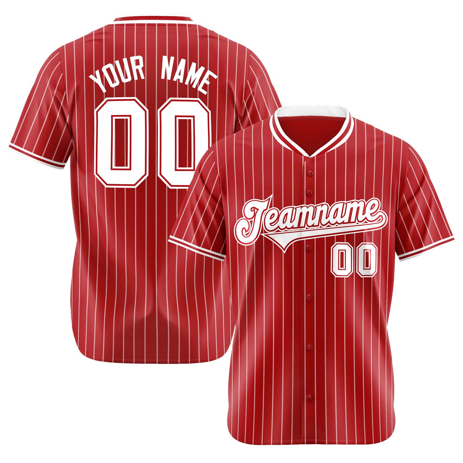 Custom Red White Pinstripe White-Red Authentic Baseball Jersey