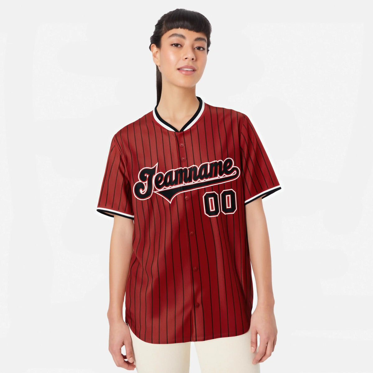 Custom Red Navy Pinstripe Navy-White Authentic Baseball Jersey