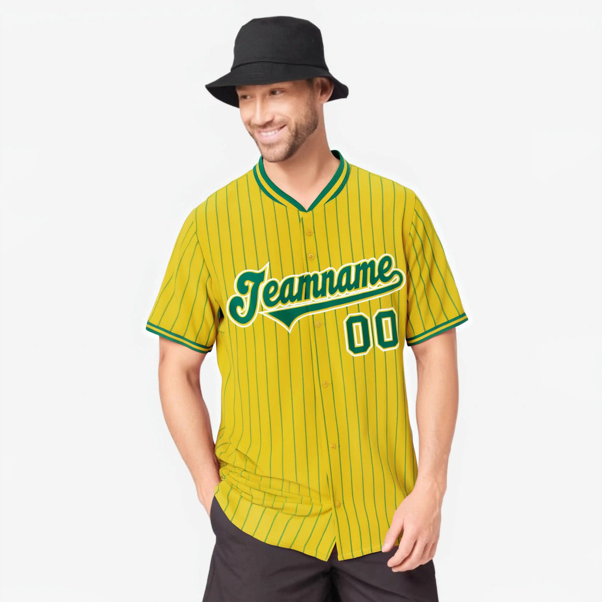 Custom Yellow Kelly-Green Pinstripe Kelly-Green White Authentic Baseball Jersey