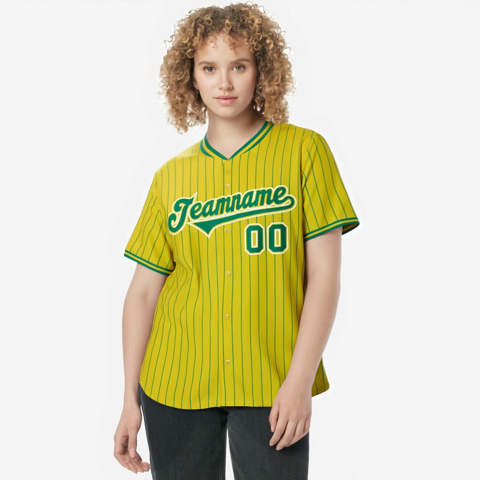 Custom Yellow Kelly-Green Pinstripe Kelly-Green White Authentic Baseball Jersey