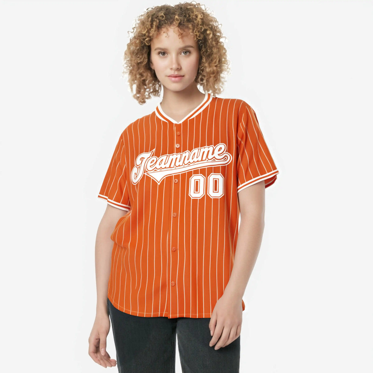 Custom Orange White Pinstripe White-Orange Authentic Baseball Jersey