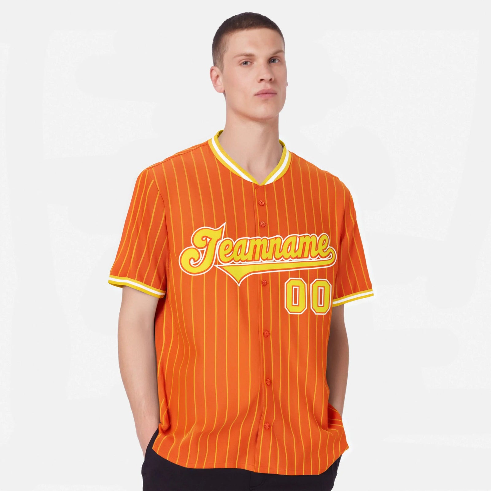 Custom Orange Gold Pinstripe Gold-White Authentic Baseball Jersey
