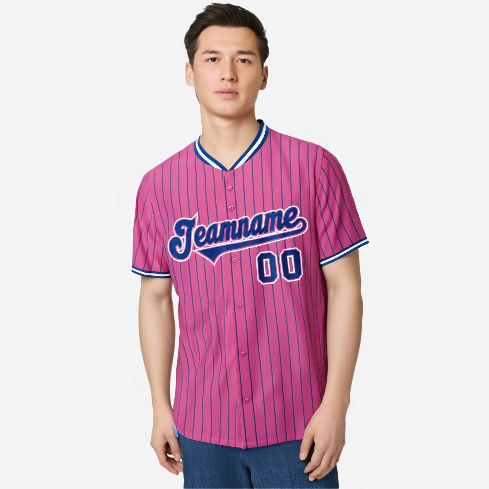Custom Pink Neon-Green Pinstripe Neon-Green White Authentic Baseball Jersey