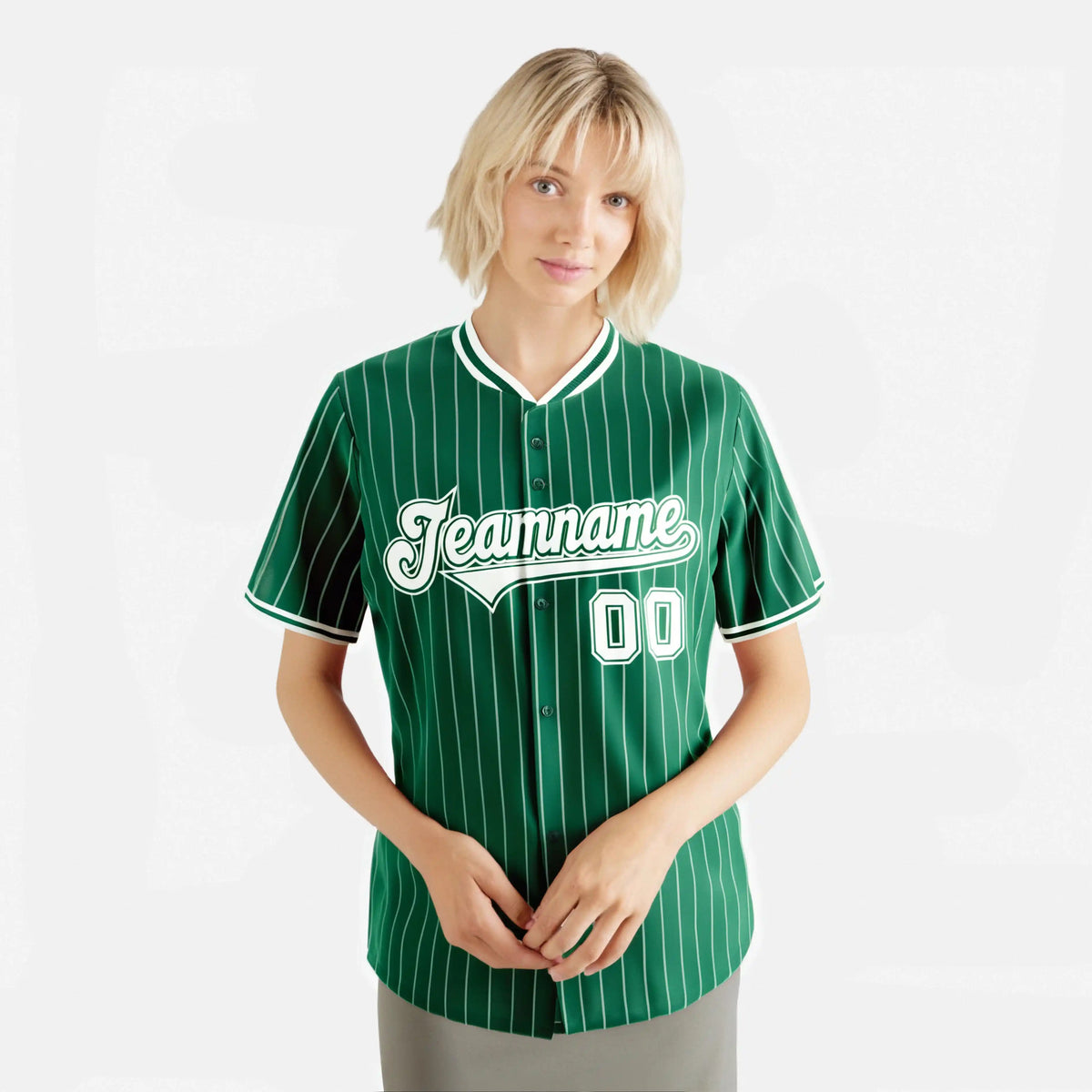 Custom Kelly Green Yellow Pinstripe Yellow-White Authentic Baseball Jersey