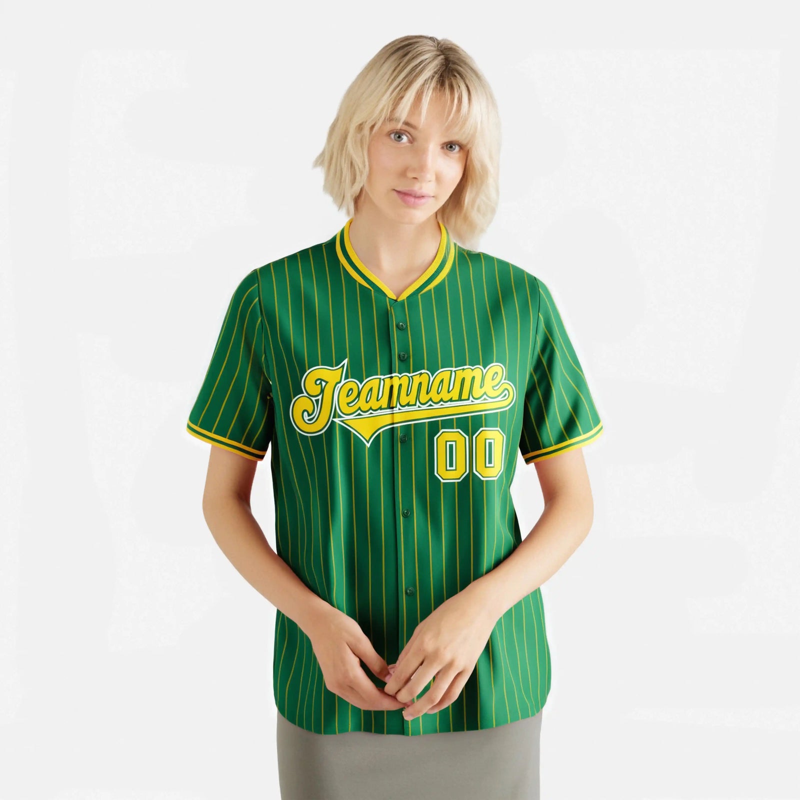 Custom Kelly Green Orange Pinstripe Orange-White Authentic Baseball Jersey