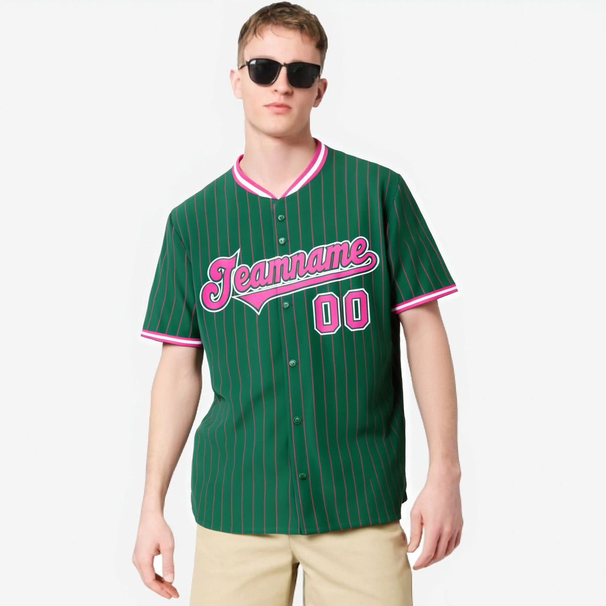 Custom Kelly Green Neon-Green Pinstripe Neon-Green White Authentic Baseball Jersey