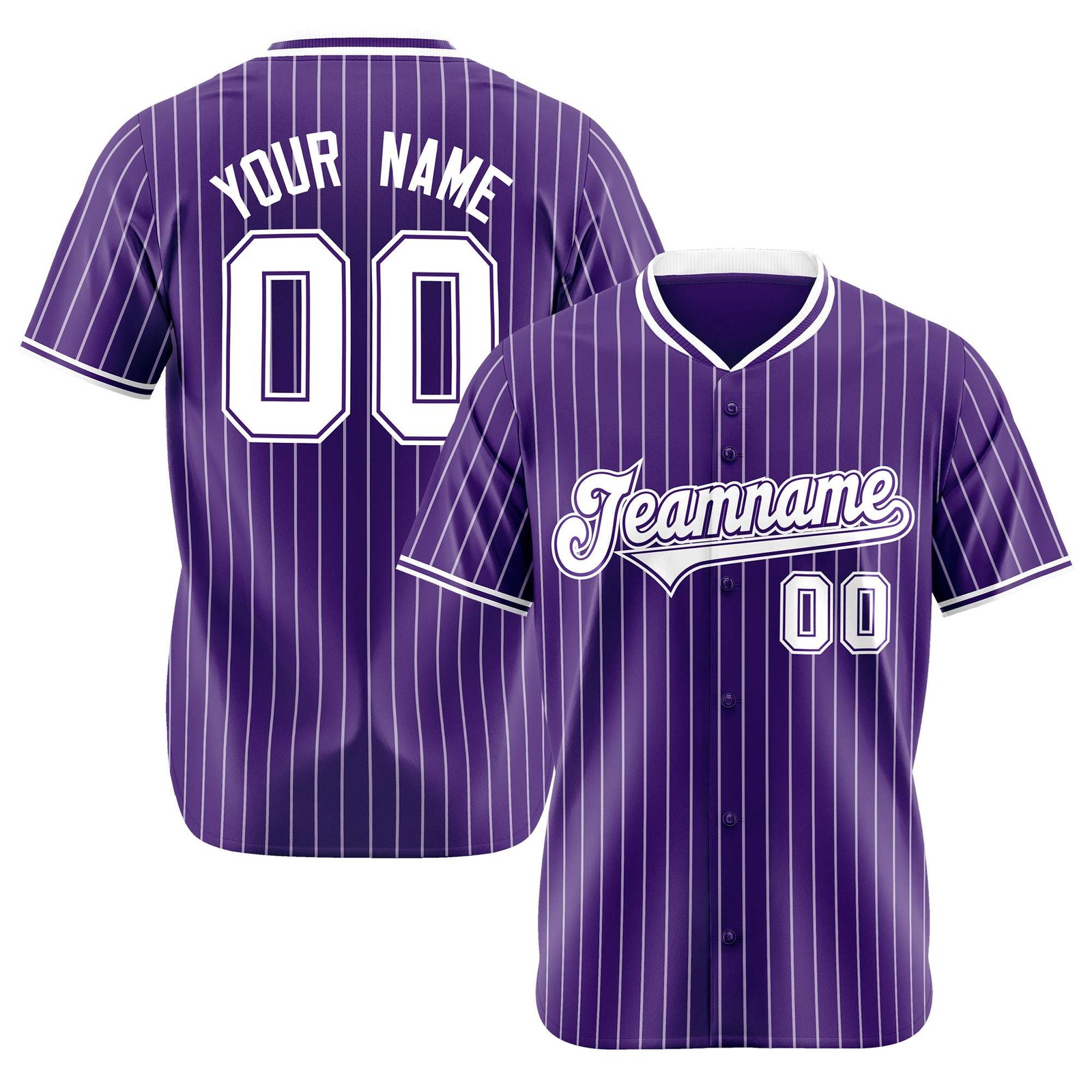 Custom Purple White Pinstripe White-Purple Authentic Baseball Jersey