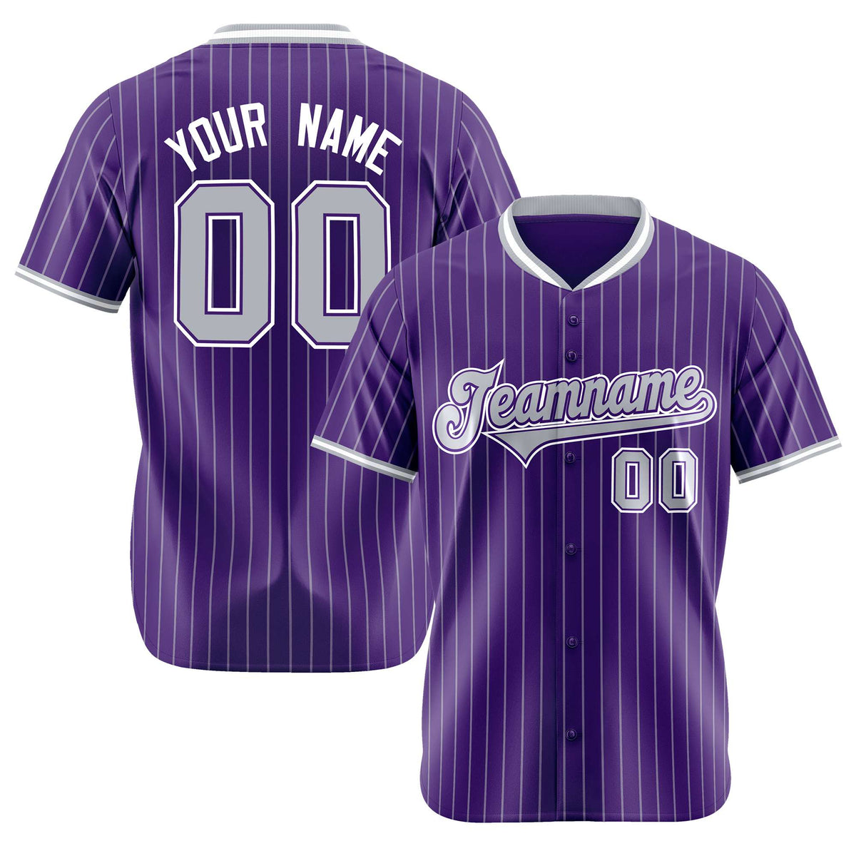 Custom Purple Gray Pinstripe Gray-White Authentic Baseball Jersey