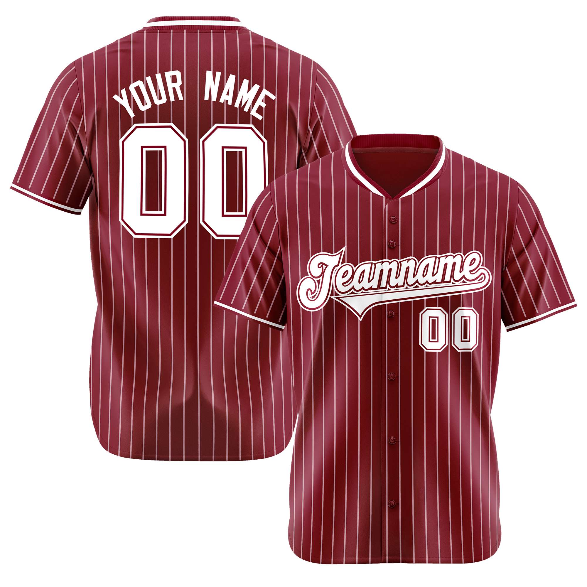 Custom Crimson White Pinstripe White-Crimson Authentic Baseball Jersey