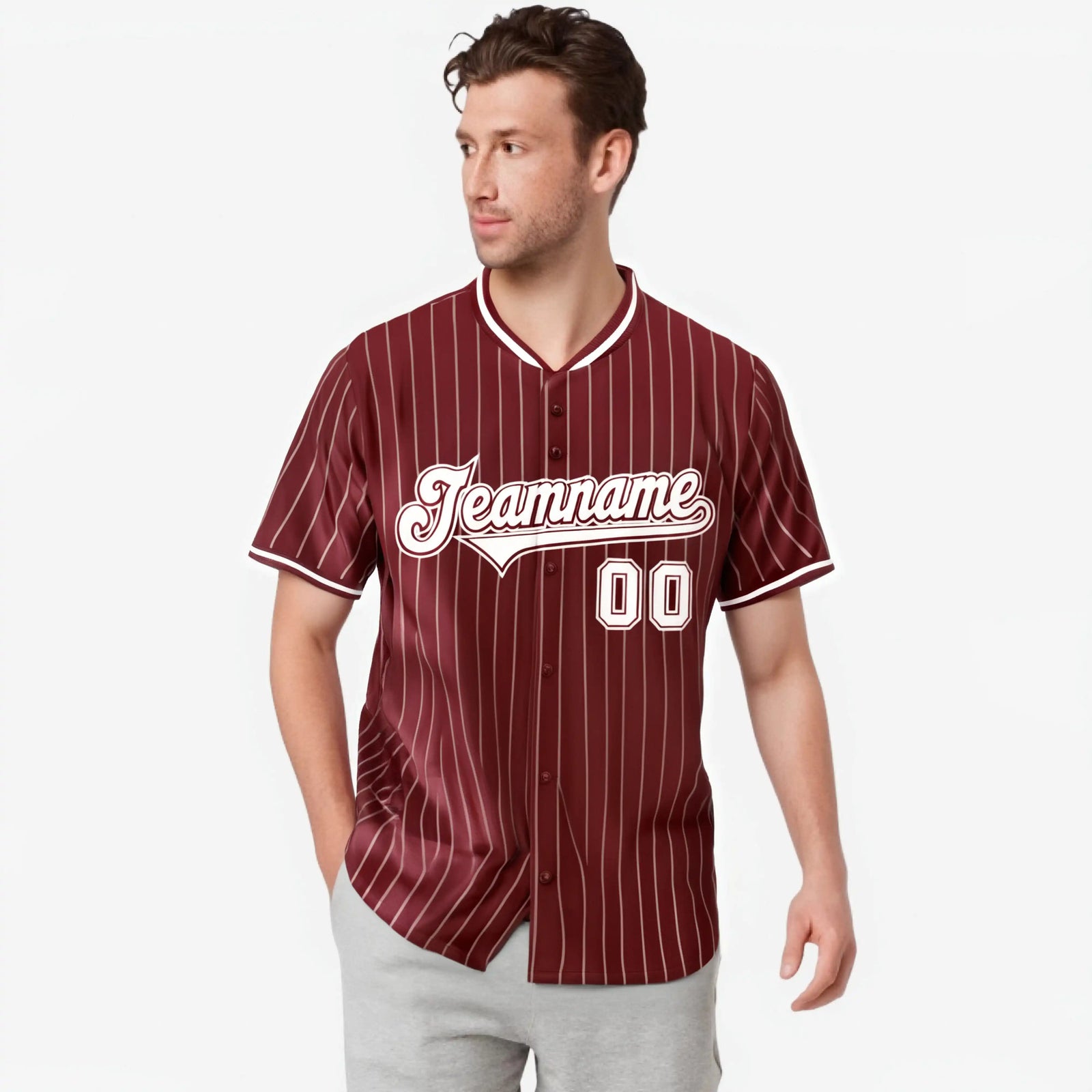 Custom Crimson White Pinstripe White-Crimson Authentic Baseball Jersey
