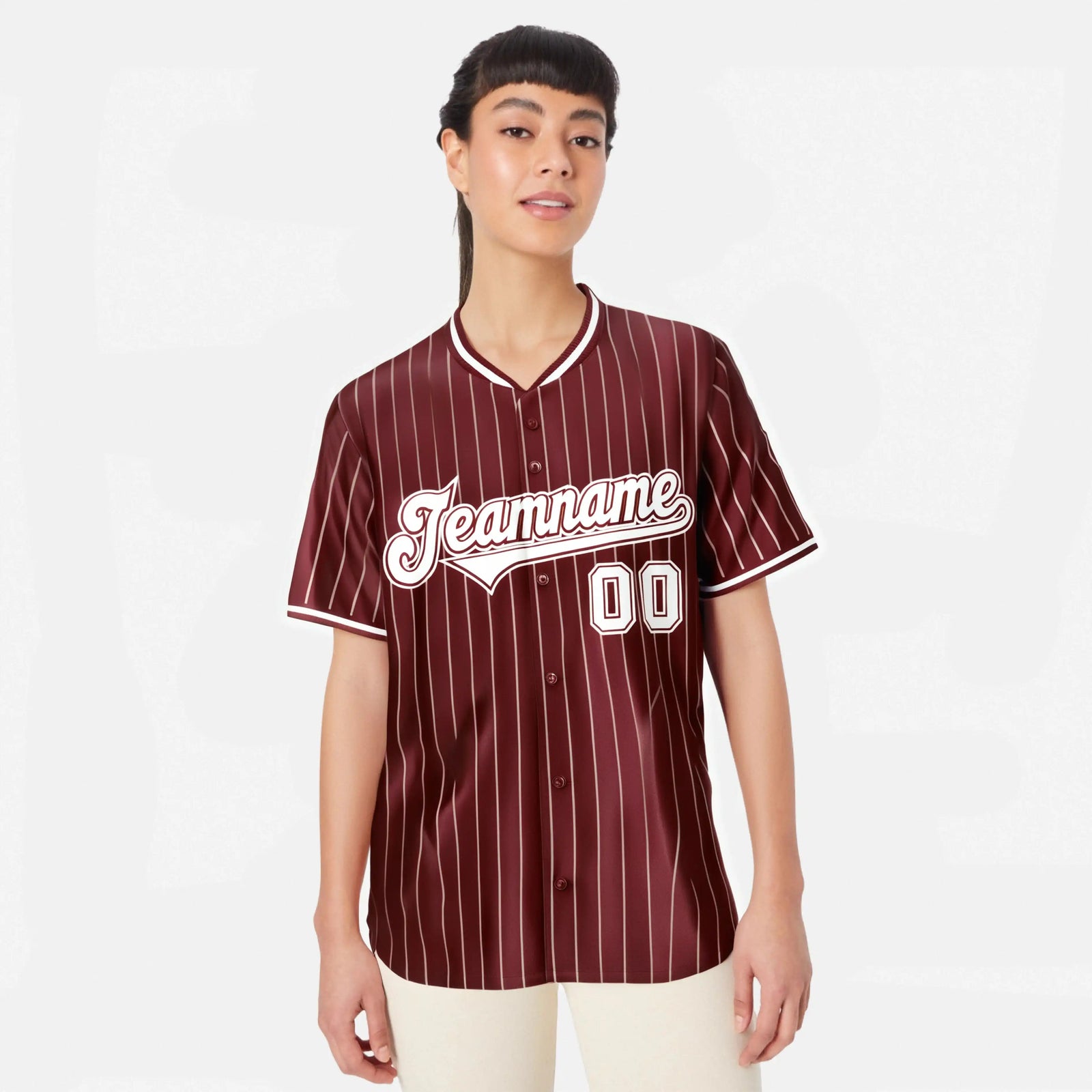 Custom Crimson White Pinstripe White-Crimson Authentic Baseball Jersey