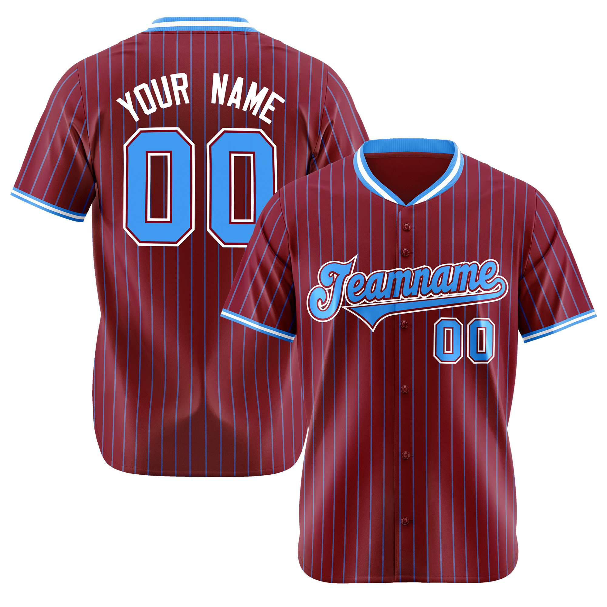 Custom Crimson Blue Pinstripe Blue-White Authentic Baseball Jersey