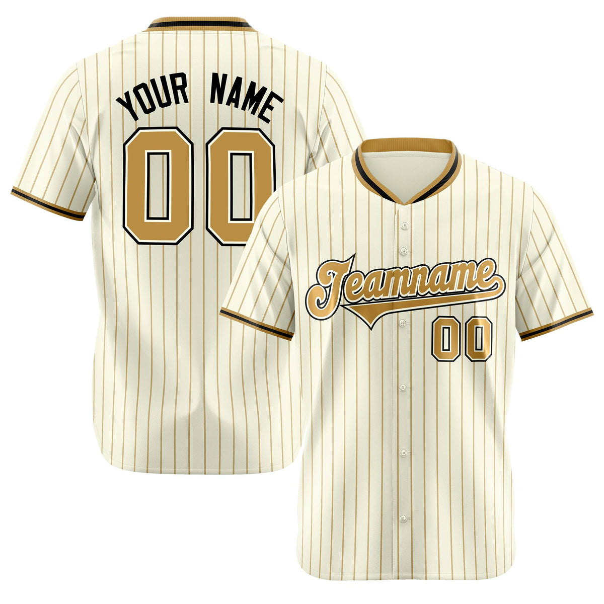 Custom Cream Brown Pinstripe Brown-Black Authentic Baseball Jersey